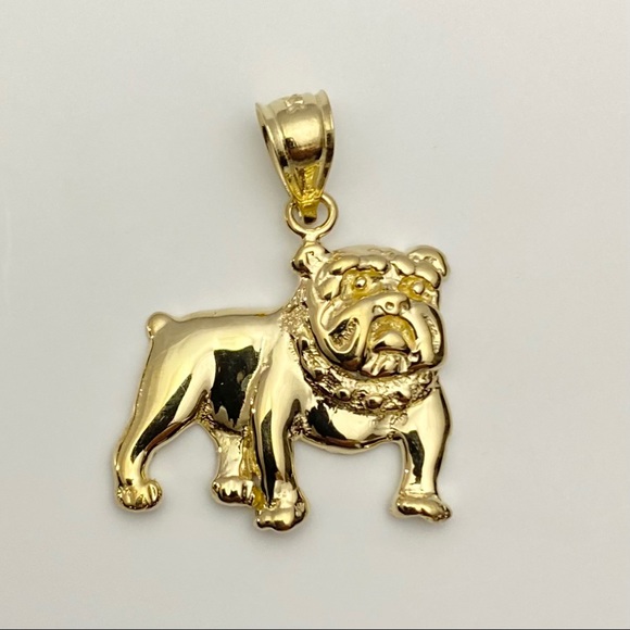 Solid 14K Gold Bulldog Dog Pendant Charm